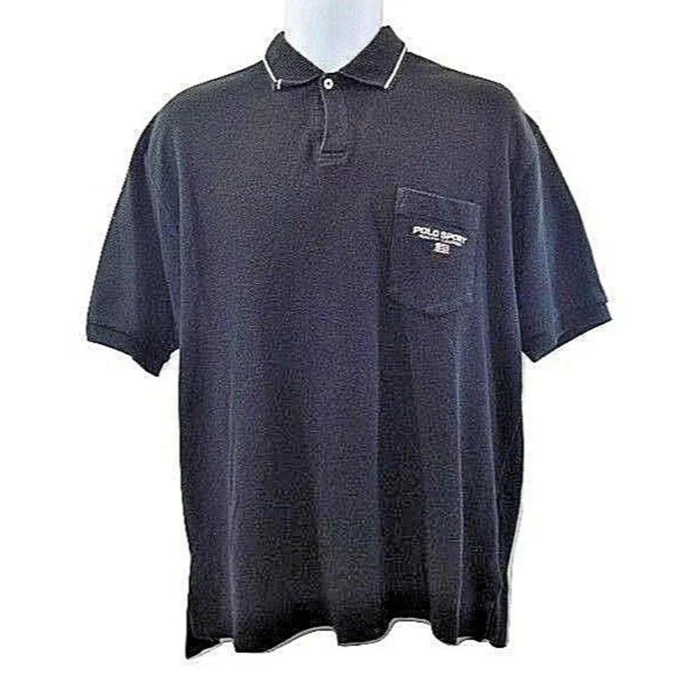 Ralph Lauren Polo Sport Golf Shirt Black Pullover Mens Size M